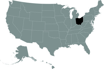 Black location map of US federal state of Ohio inside gray map of the United States of America