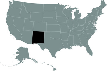 Black location map of US federal state of New Mexico inside gray map of the United States of America