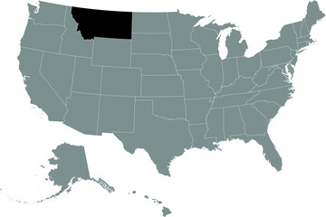 Fototapeta na wymiar Black location map of US federal state of Montana inside gray map of the United States of America