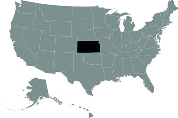 Black location map of US federal state of Kansas inside gray map of the United States of America