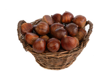 Castañas en cesta.