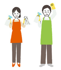 illustration of people and cleaning