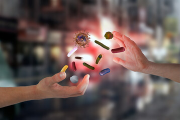 Transmission of viruses and bacteria through hand touch
