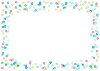 夏っぽいカラフルな水玉模様の手描き背景フレーム