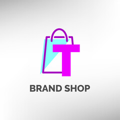letter T paper bag logo template for online shop, commerce and e-commerce, store identity or any other company