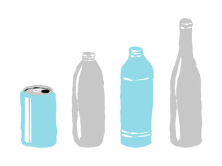 simple illustration of empty cans and bottles