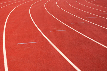 Running track for the athletes background in stadium.