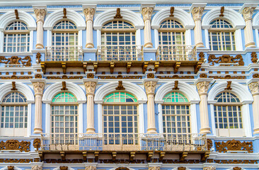 Ecuador, in the City of Cuenca. Typical house in colonial style. 