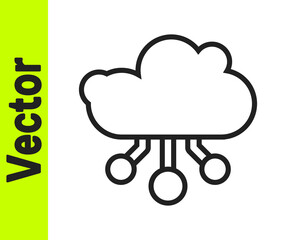 Black line Internet of things icon isolated on white background. Cloud computing design concept. Digital network connection. Vector.