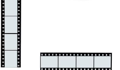Blank vertical and horizontal 35mm film advertising strips with copy space.