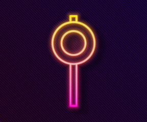 Glowing neon line Road traffic sign. Signpost icon isolated on black background. Pointer symbol. Street information sign. Direction sign. Vector.