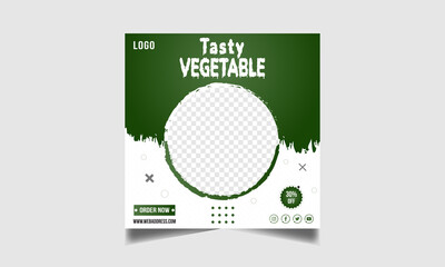 Tasty vegetable discount offer social media banner design template