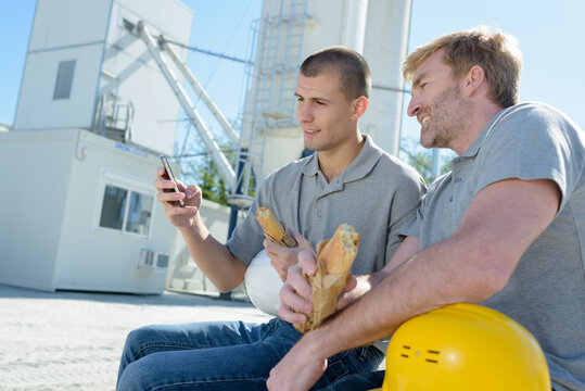 Cheerful Workers Having Lunch Outdoors