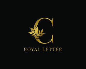 luxury decorative vintage golden royal letter C
