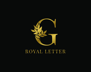 luxury decorative vintage golden royal letter G