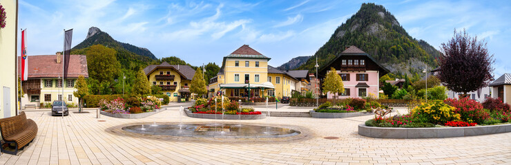 Panorama of the village Fuschl am See in Austria