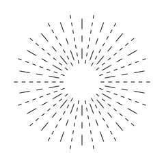 Obraz premium Sunburst line icon isolated on white background, summer web banner, retro circle design, vector illustration