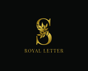 luxury decorative vintage golden royal letter S