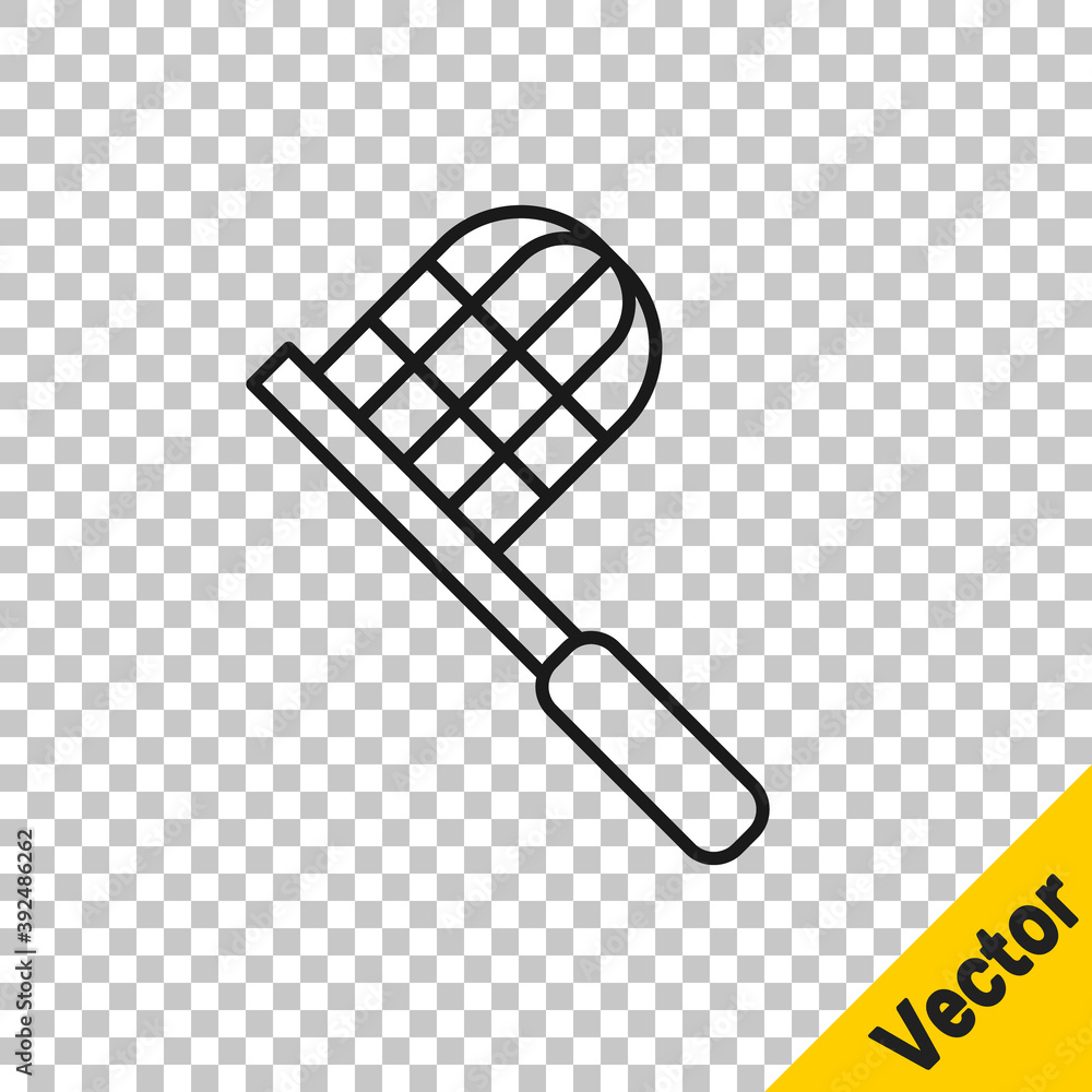 Poster black line butterfly net icon isolated on transparent background. vector.