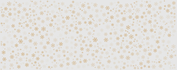 Gold white christmas background with snowflakes and star. Vector illustration doodle seamless pattern