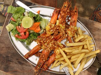 shrimp and French fries India food