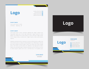 Letterhead template design and business card set design. corporate style set for business. full vector file