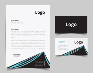 Letterhead template design and business card set design. corporate style set for business. full vector file