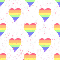 Pride rainbow heart logo on white background.