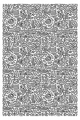 Seamless pattern drawn by a line of doodles.