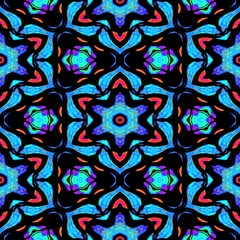 Pattern mosaic kaleidoscopic seamless generated texture, ornament, fragile, fractal, material, abstract render background