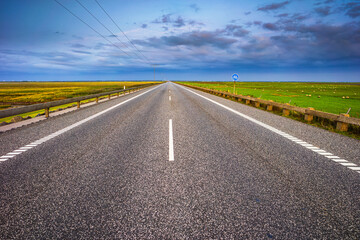 Straße nach Rømø, Dänemark