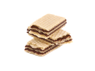 Wafers with chocolate chocolate filling isolated on white
