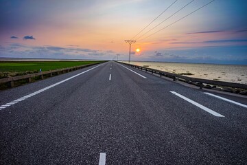 Fototapeta premium Straße nach Rømø, Dänemark