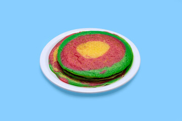 Homemade colorful american pancakes
