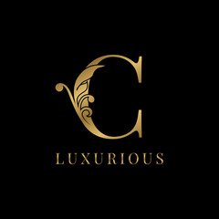 luxury floral vintage letter C