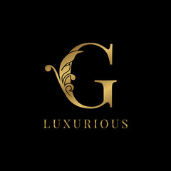 Fototapeta premium luxury floral vintage letter G