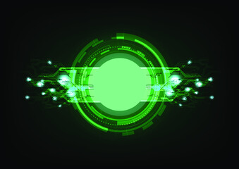 Green digital technology computer circuit circle design innovation concept vector background.