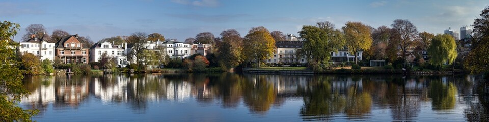 Panorama Hamburg Uhlenhorst Alsterufer Spätherbst