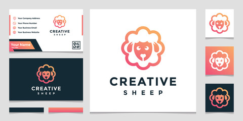 elegant sheep logo template with business card design © sila