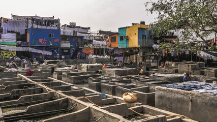 Dhobi Ghat open-air laundry in Mumbai, India