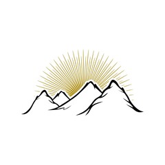 Mountains logo design isolated on white background