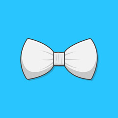 White Bow Tie Vector Icon Illustration. Clothing Accessories Flat Icon