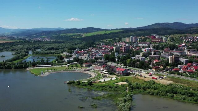 Aerial view of the recreational zone in the town of Namestovo in Slovakia
