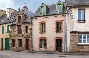Fototapeta na wymiar Josselin, France. Facades of old buildings