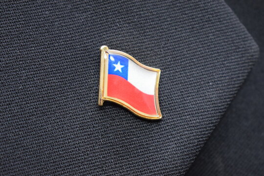 Chile Flag Lapel Pin On A Suit