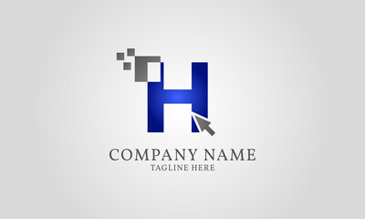 Fototapeta premium mouse click pixel digital letter H