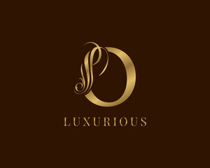 letter O vintage swirl royal alphabetic logo