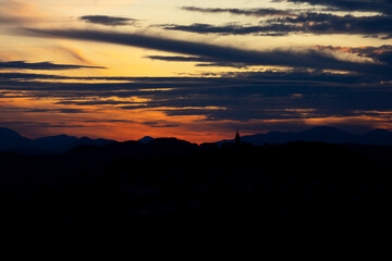 Sunset over the hills of Sirolo