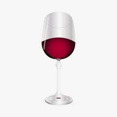 A glass of red wine on a white background can be used as an illustration, background, postcard, sticker