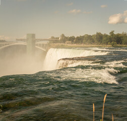 Tributary of the american waterfall with Rainbow Bridge in background